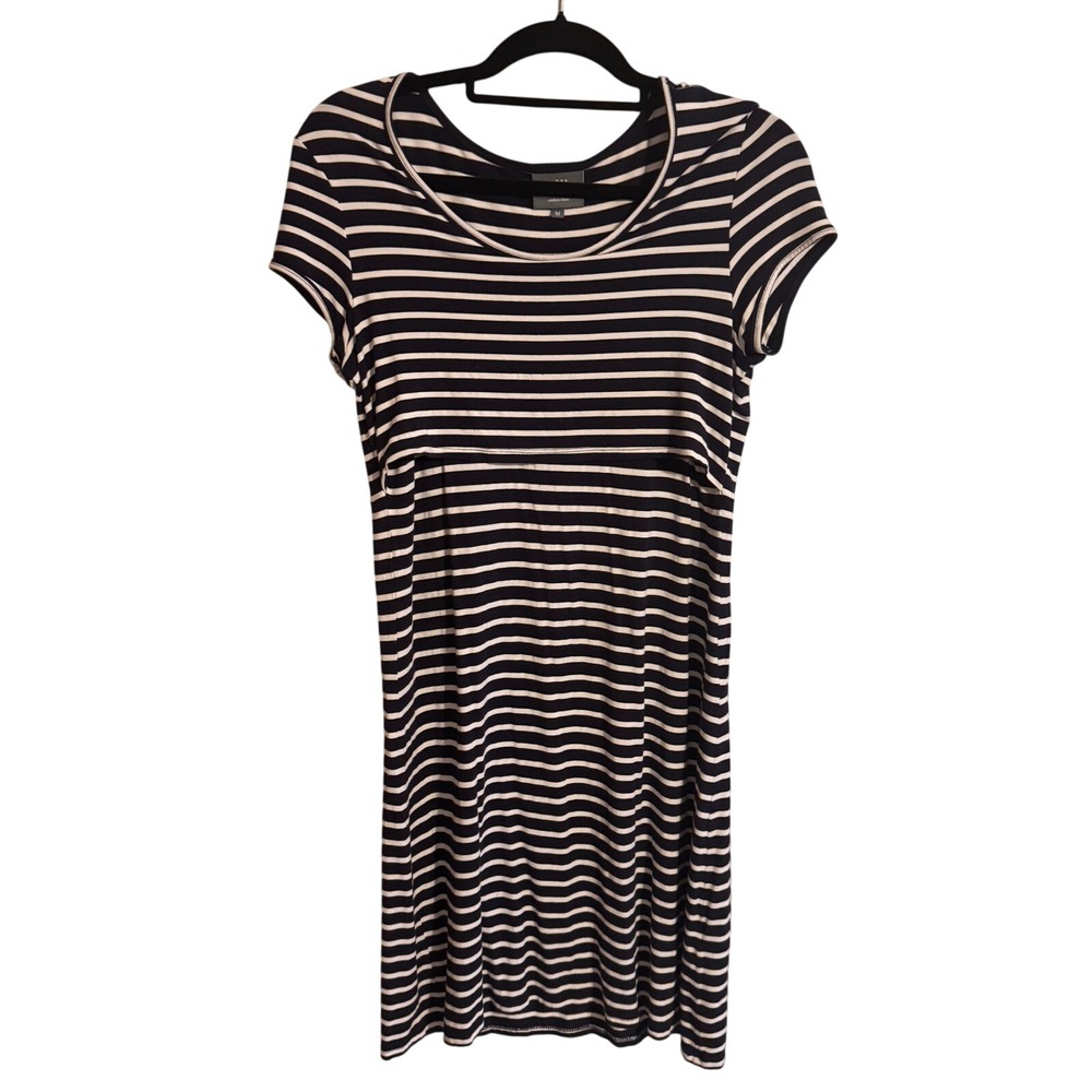 Milk Nursingwear Womens Knee Length Black & White Striped Dress SZ M‎